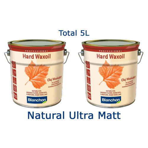 Blanchon HARD WAXOIL (hardwax) 5 ltr (two 2.5 ltr cans) NATURAL ULTRA MATT 07721372 (BL)